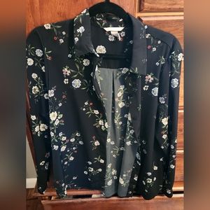 H&M Womens black floral blouse